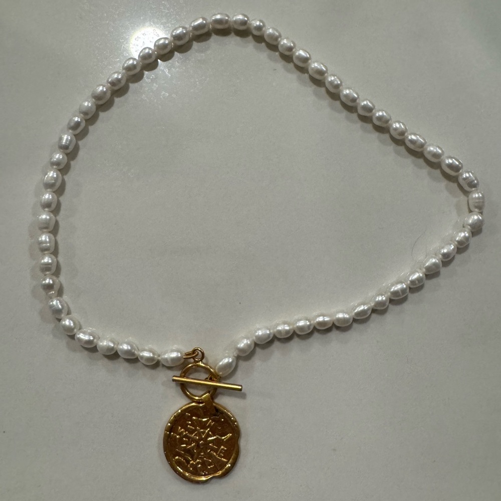 Coin Necklace with Pearl